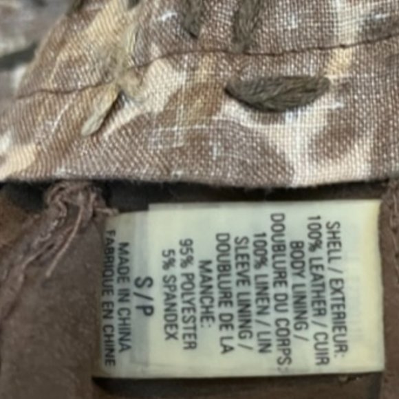 Light Brown Elie Tahari Womens Petite Small Sueded Leather Jacket with Bead Trim - Picture 7 of 7